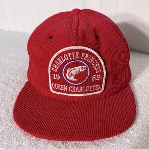 Vintage Red Charlotte Princess 1989 Queen Charlottes Snap Back Trucker Hat